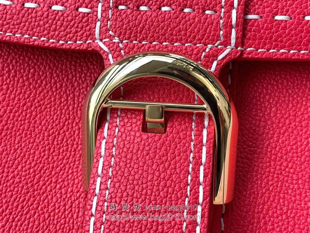 DELVAUX女包 Brillant系列手袋 原廠牛皮 德爾沃女手提包 女手拎包 Delvaux單肩斜挎包 DF0028手縫胭脂粉  fcs1373